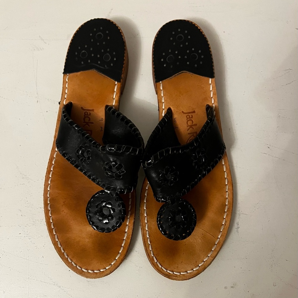 Jack Rogers Black Leather Sandals